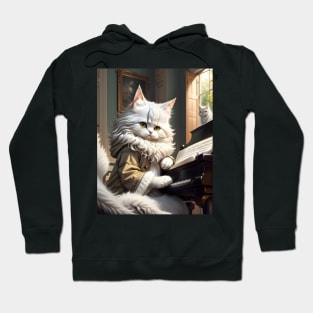 Cat Playing Piano - Modern Digital Art Hoodie